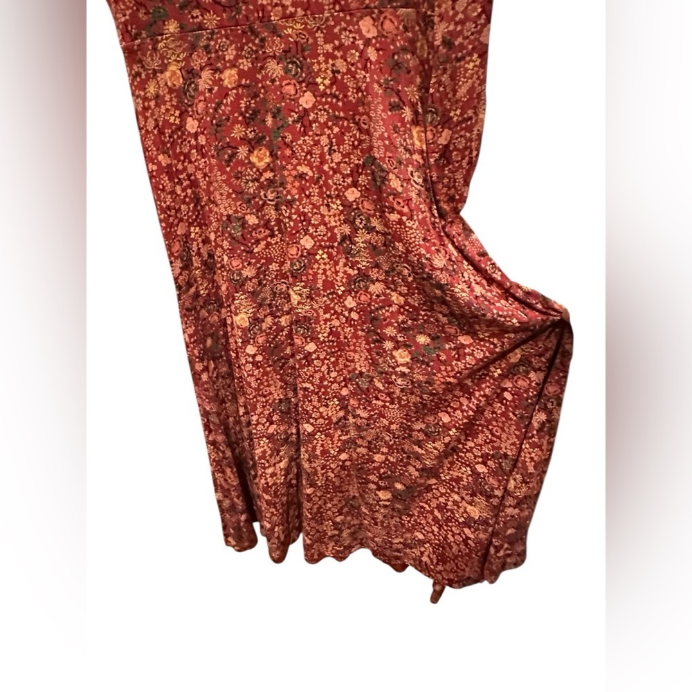 Peruvian Connection Floral Long Sleeve Dress In Red And Brown Size M — image 8 of 8